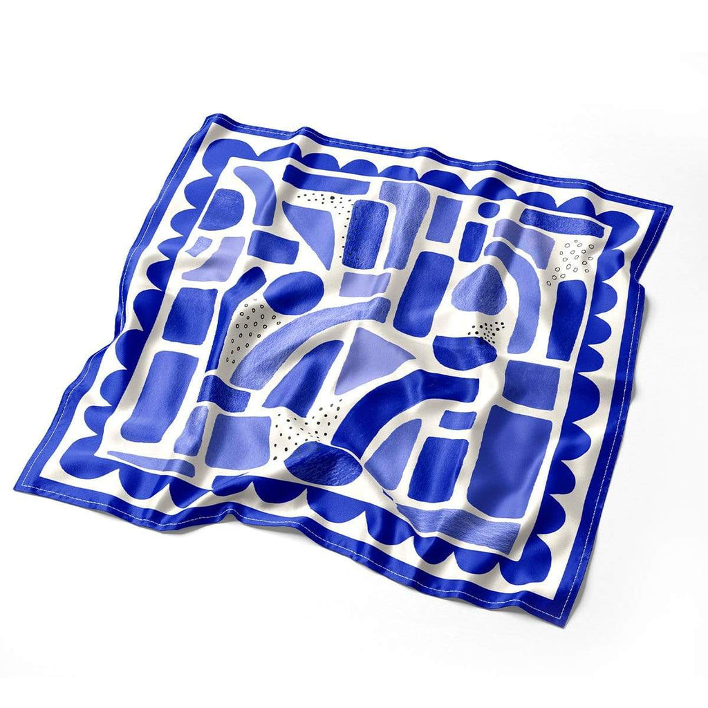 G.lowe Silk Scarf Abstract Cobalt Silk Scarf