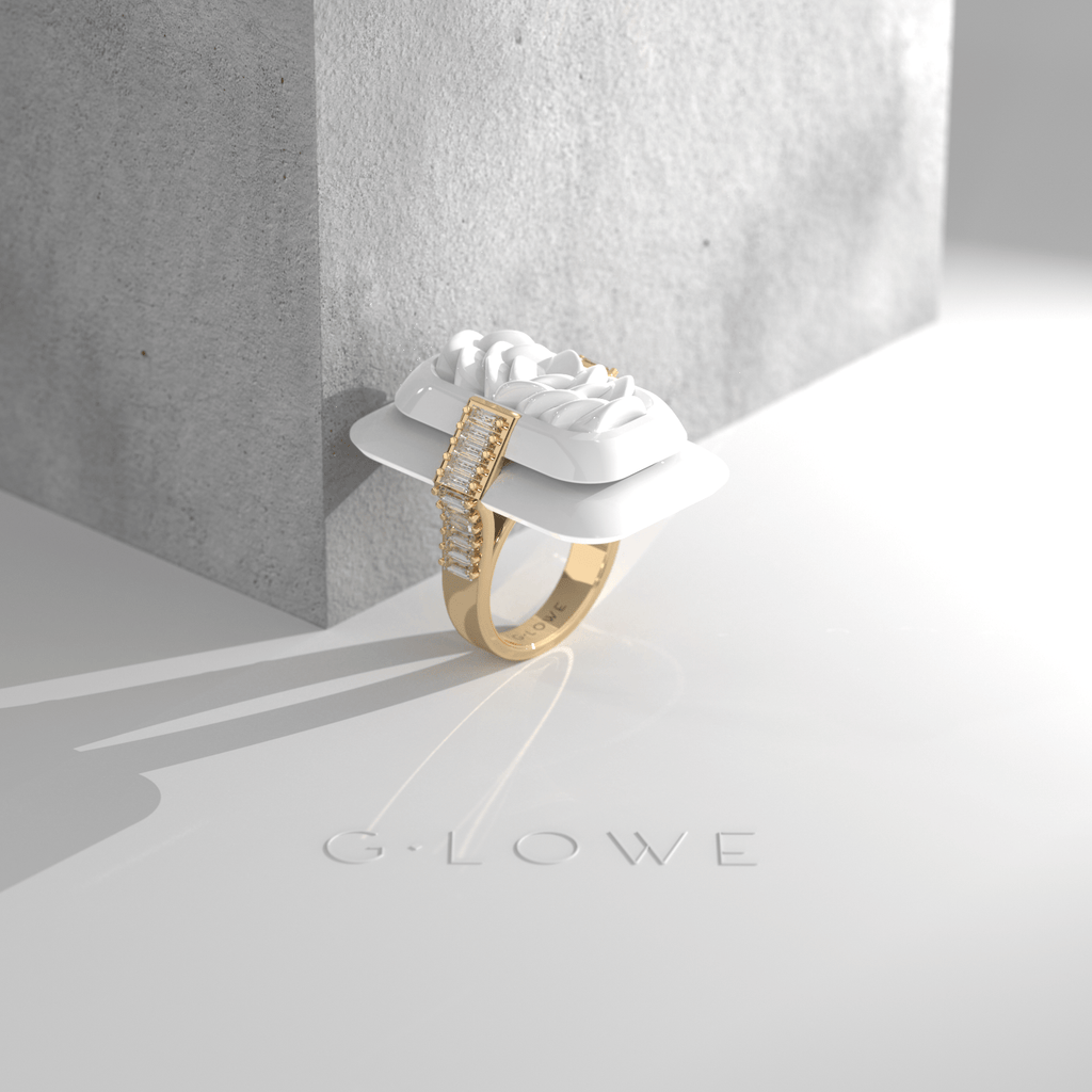 G.lowe Yellow Gold Diamonds Inner Garden Ring Rise