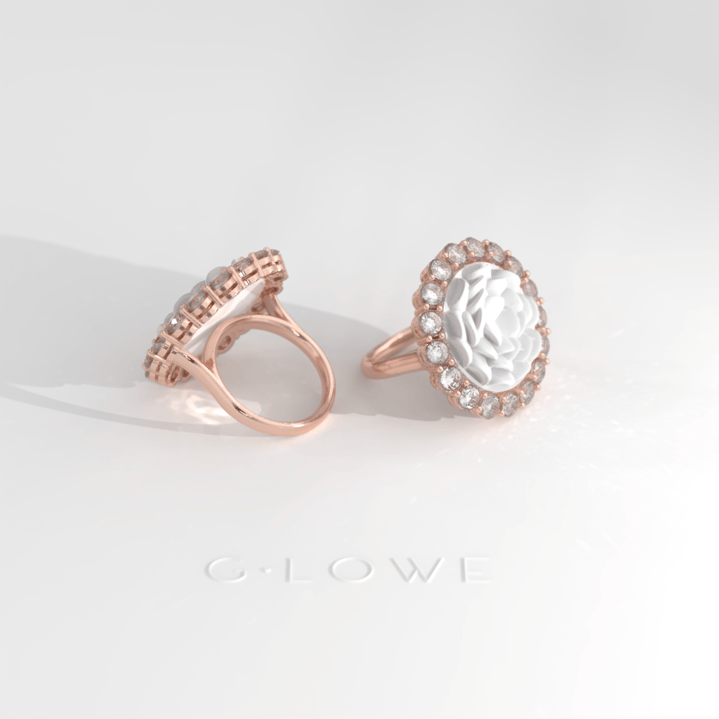 GLOWE Rose Gold Diamonds Blossom Full Ring