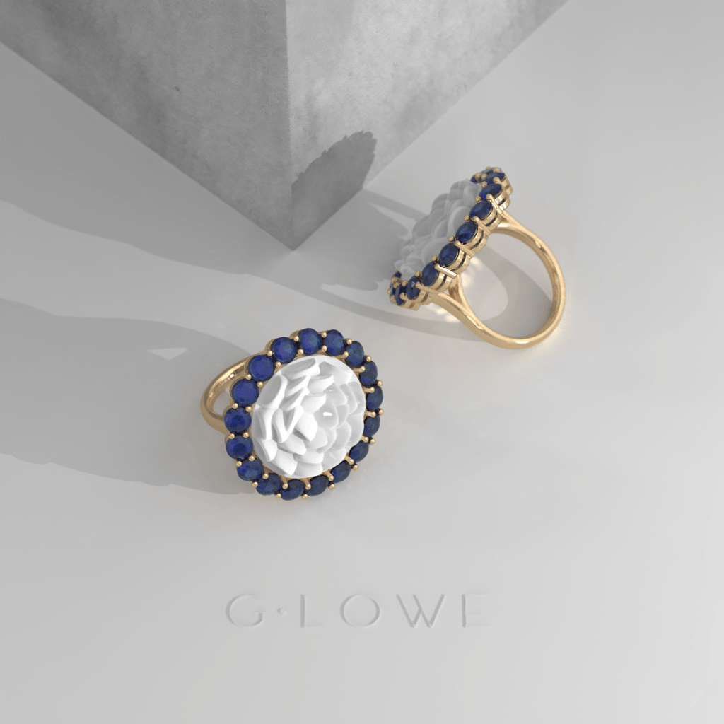 GLOWE Yellow Gold Sapphire Blossom Full Ring